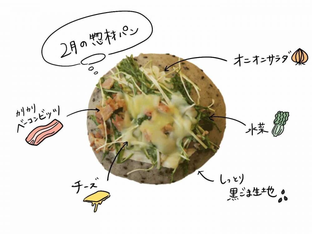 水菜とベーコンビッツのピザ